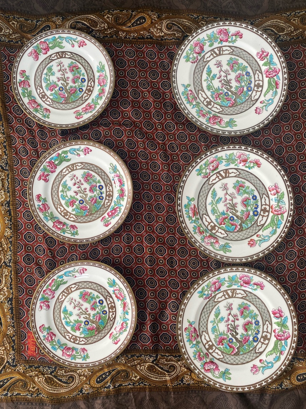 Vintage Aynsley Indian Tree  China Set of 6 saucers and plates